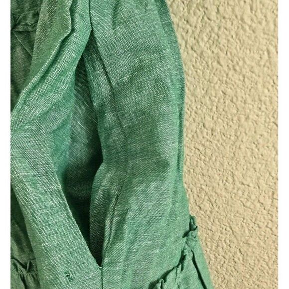 Tuckernuck Sea Green Linen Blend Crawford Mini Ruffle Dress Sz M Preppy - Picture 5 of 10